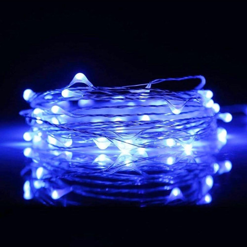 5 Metre Su Geçirmez Mavi Pilli Led Işık Sabit Yanar Micro Dökme Led Ultra Parlak Canlı Mavi Işık