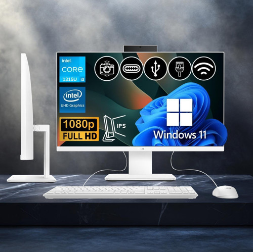 V440VAK-I38256W0D ATL27 i3-1315U 16GB DDR5 512GB Nvme SSD 23.8" IPS FHD W11Pro BEYAZ All In One Bilgisayar