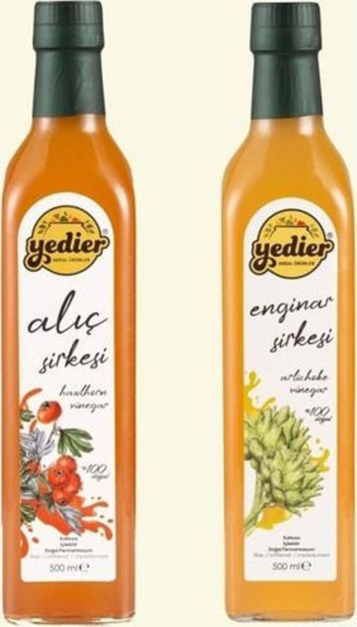 Enginar Sirkesi+Alıç Sirkesi Doğal Fermente 500 ml+500 ml