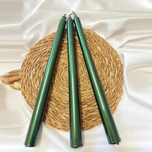 10 Pcs Chrıstmas Candle Metallıc Brıght Green Candlestıck 10 Adet Yeşil Şamdan Mumu Yılbaşı Mumları