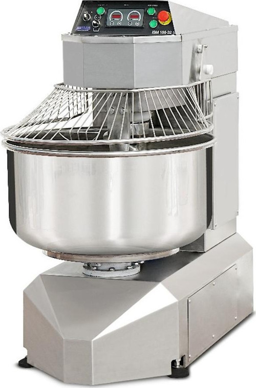 ISM 100-32S CR Spiral Hamur Yoğurma Makinası 100 Lt Kazan İki Yönlü Kazan 50 Kg Un Kapasiteli İki Devirli İki Yöne Dönen Kazan Krom Gövde 380v/3p/50hz