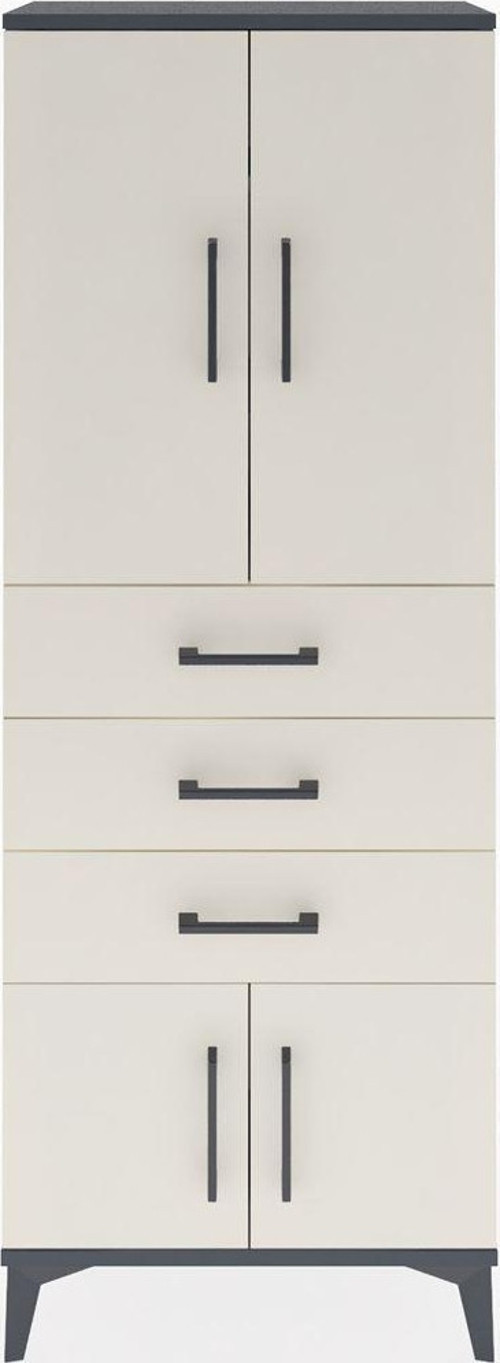 Arges Dolap 3 Raflı 3 Çekmeceli 4 Kapaklı 60 x 30 x 163 cm Antrasit - Aytaşı