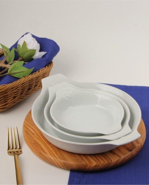 Porselen Beyaz Sahan Set 21cm - 17cm - 14cm