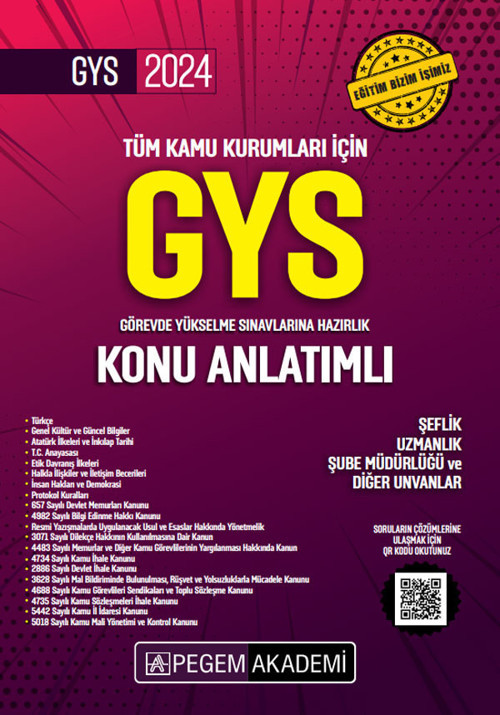 Pegem Akademi Yayıncılık 2024 Tüm Kurumlar İçin Görevde Yükselme Sınavı Konu Anlatımlı