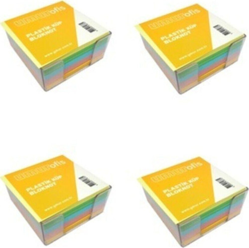 Plastik Kutulu Renkli Küp Blok 8.5X8.5Cm 4 Adet Kx