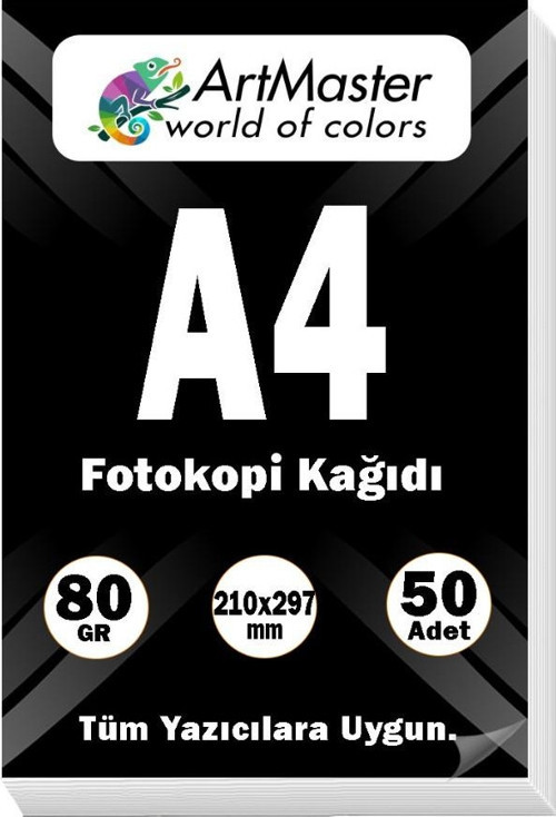 A4 Fotokopi Kağıdı 50 Adet 80 gr 21x29,7 cm ArtMaster A4 Boy Fotokopi Kağıdı Yazıcı Kağıdı 50 Li