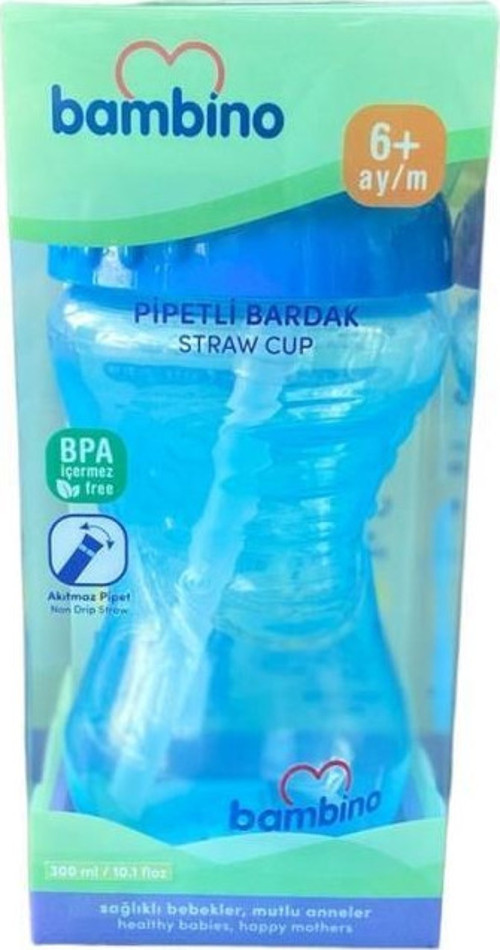P6143 Pipetli Bardak +6 Ay 300 ml Mavi
