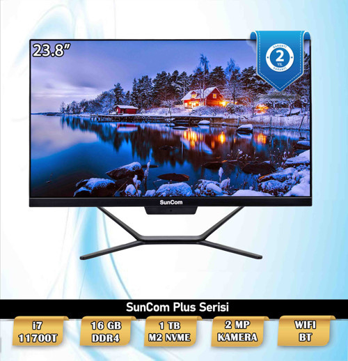 Plus SCA-T711117161K i7-11700T 16GB 1TB M2 SSD O/B 23.8" Siyah DOS All in One PC