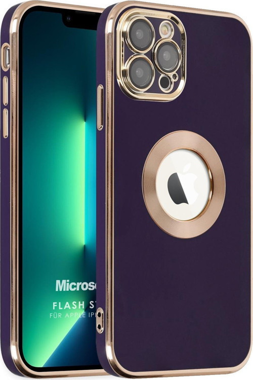 Apple iPhone 13 Pro Kılıf Flash Stamp Koyu Mor