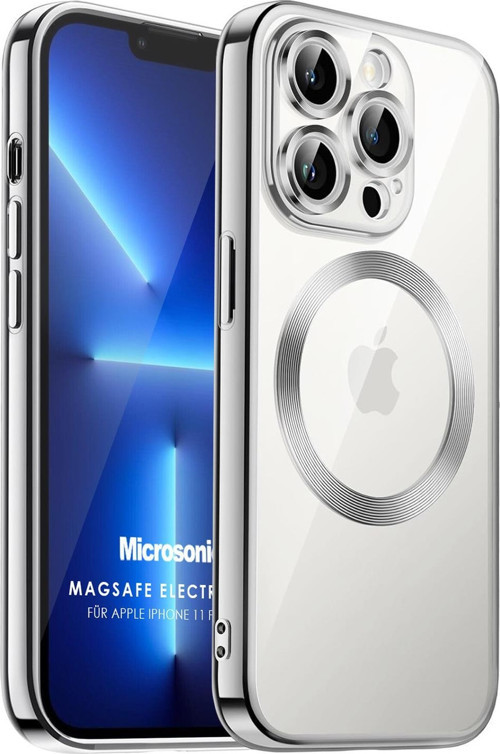 Apple iPhone 11 Pro Max Kılıf MagSafe Luxury Electroplate Gümüş