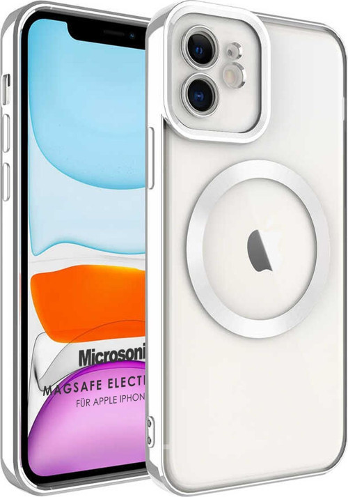 Apple iPhone 12 Kılıf MagSafe Luxury Electroplate Gümüş