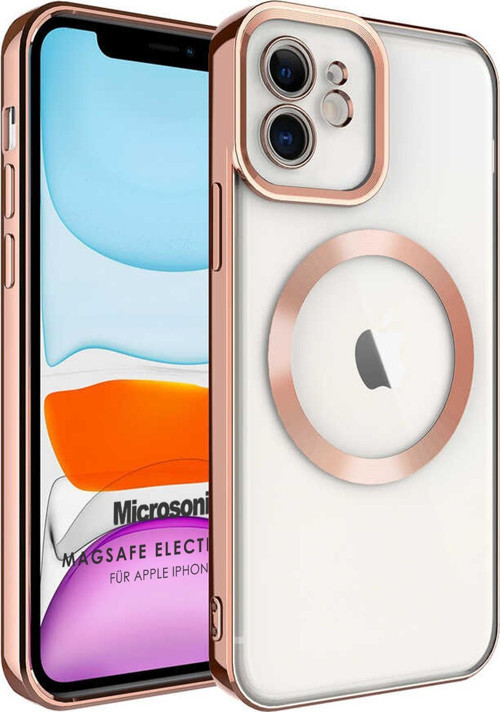 Apple iPhone 12 Kılıf MagSafe Luxury Electroplate Rose Gold