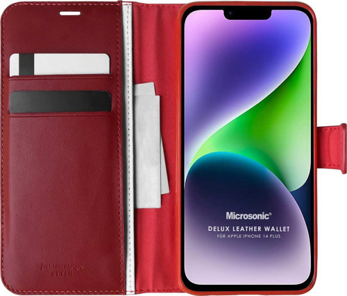 Apple iPhone 14 Plus Kılıf Delux Leather Wallet Kırmızı
