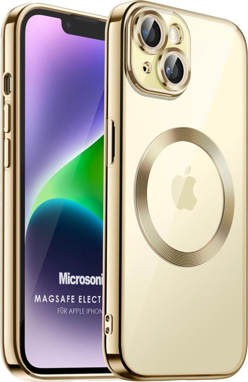 Apple iPhone 14 Plus Kılıf MagSafe Luxury Electroplate Gold
