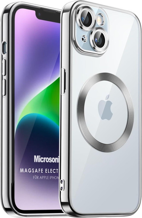 Apple iPhone 14 Plus Kılıf MagSafe Luxury Electroplate Gümüş