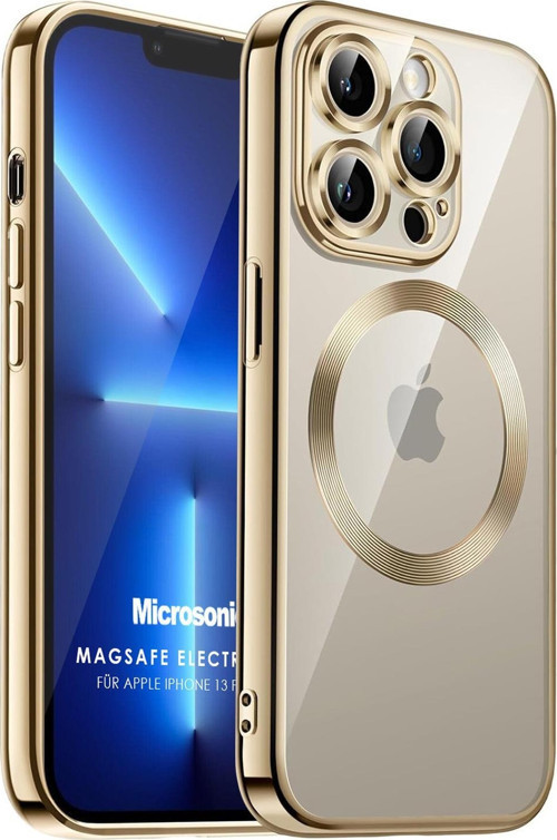 Apple iPhone 13 Pro Max Kılıf MagSafe Luxury Electroplate Gold
