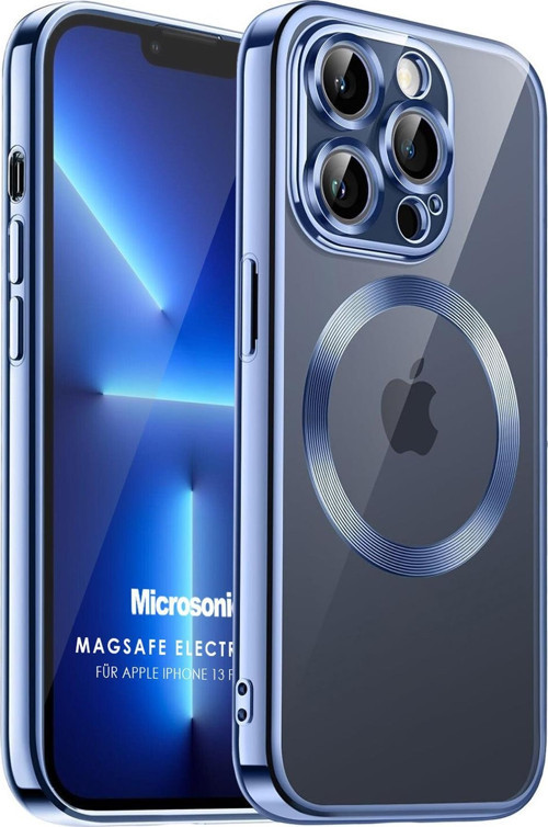 Apple iPhone 13 Pro Max Kılıf MagSafe Luxury Electroplate Mavi