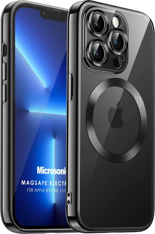 Apple iPhone 13 Pro Max Kılıf MagSafe Luxury Electroplate Siyah