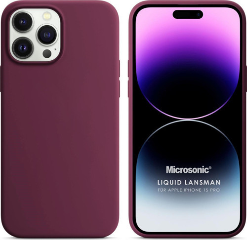 Apple iPhone 15 Pro Kılıf Liquid Lansman Silikon Bordo