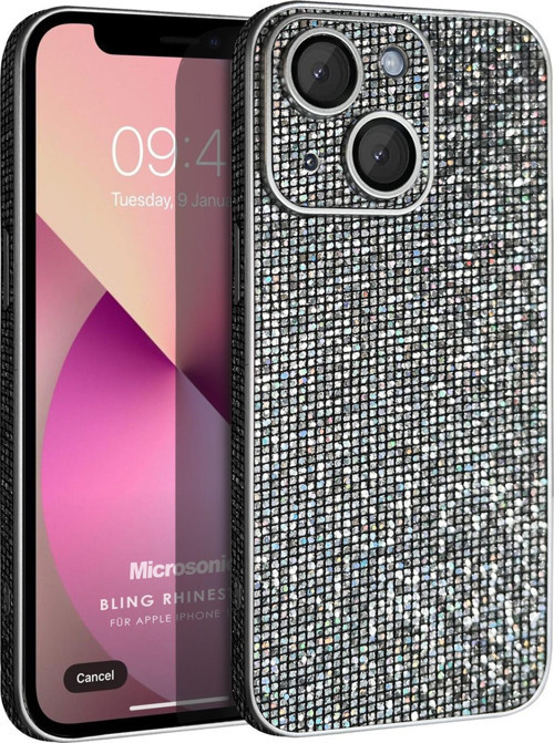 Apple iPhone 14 Kılıf Bling Rhinestones Koyu Gri