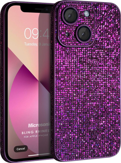 Apple iPhone 14 Kılıf Bling Rhinestones Mor