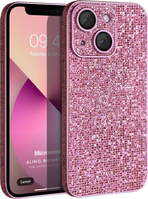 Apple iPhone 14 Kılıf Bling Rhinestones Pembe