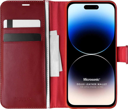 Apple iPhone 14 Pro Kılıf Delux Leather Wallet Kırmızı