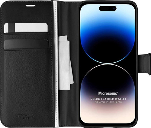 Apple iPhone 14 Pro Kılıf Delux Leather Wallet Siyah