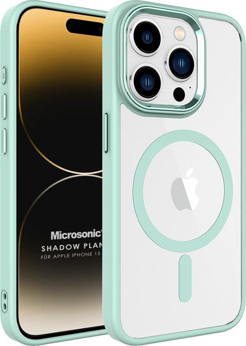 Apple iPhone 15 Pro Kılıf MagSafe Shadow Planet Açık Yeşil