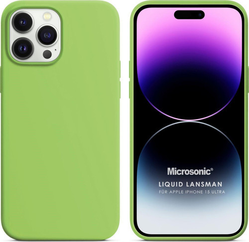 Apple iPhone 15 Pro Max Kılıf Liquid Lansman Silikon Açık Yeşil