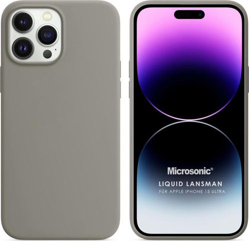 Apple iPhone 15 Pro Max Kılıf Liquid Lansman Silikon Gri