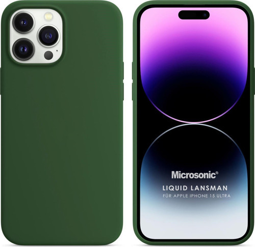Apple iPhone 15 Pro Max Kılıf Liquid Lansman Silikon Koyu Yeşil