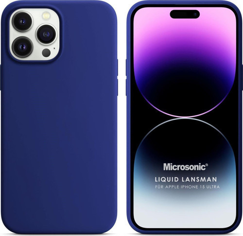 Apple iPhone 15 Pro Max Kılıf Liquid Lansman Silikon Lacivert