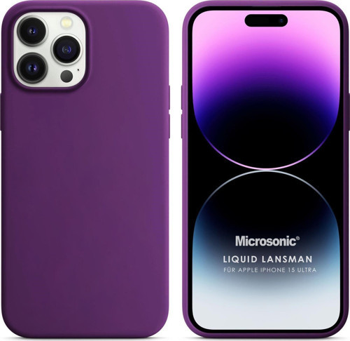 Apple iPhone 15 Pro Max Kılıf Liquid Lansman Silikon Mor