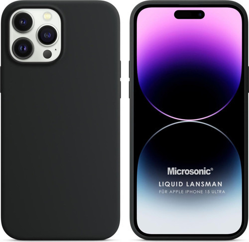 Apple iPhone 15 Pro Max Kılıf Liquid Lansman Silikon Siyah