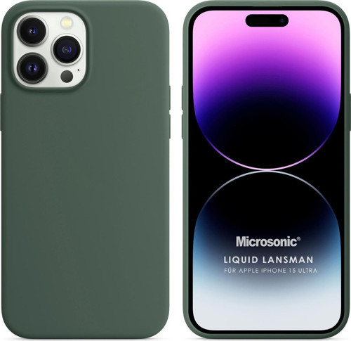 Apple iPhone 15 Pro Max Kılıf Liquid Lansman Silikon Yeşil