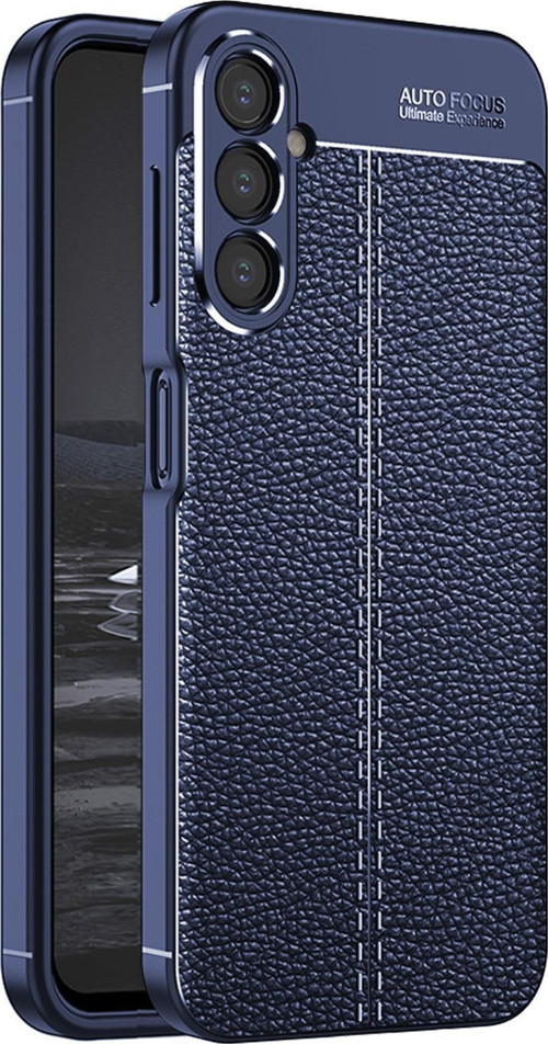 Samsung Galaxy A14 Kılıf Deri Dokulu Silikon Lacivert