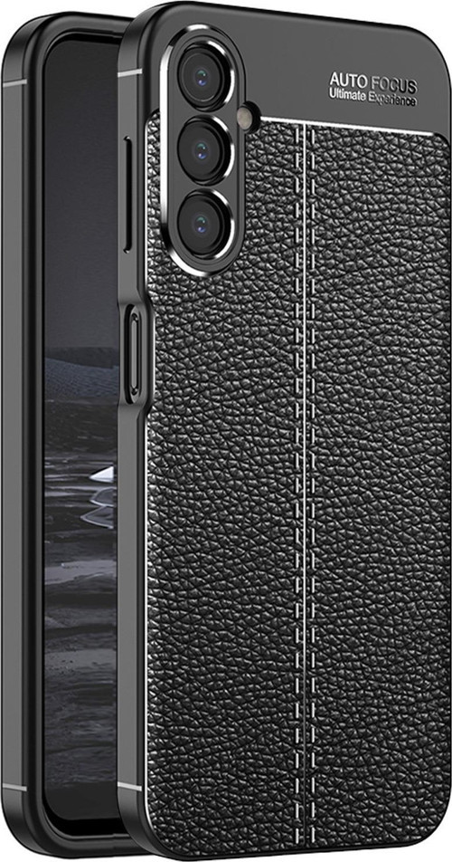 Samsung Galaxy A14 Kılıf Deri Dokulu Silikon Siyah