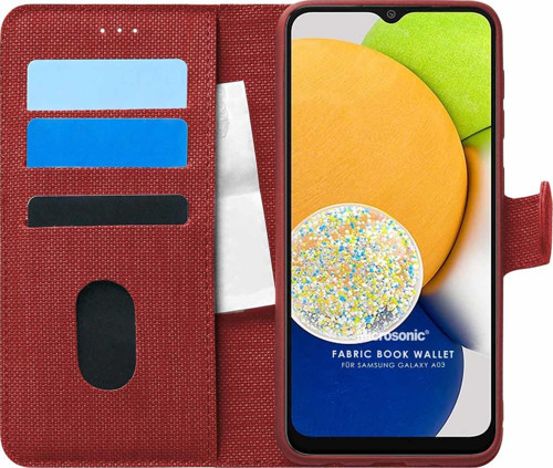Samsung Galaxy A03 Kılıf Fabric Book Wallet Kırmızı