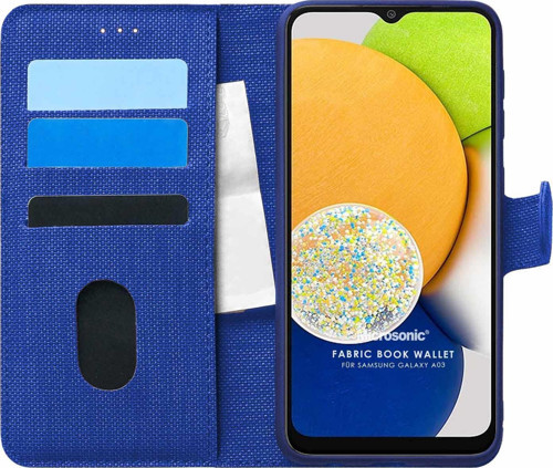 Samsung Galaxy A03 Kılıf Fabric Book Wallet Lacivert