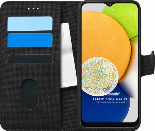 Samsung Galaxy A03 Kılıf Fabric Book Wallet Siyah