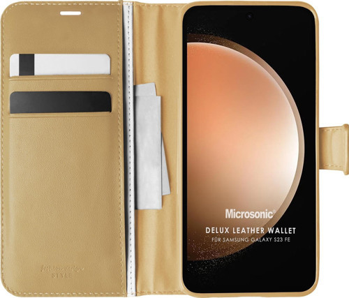 Samsung Galaxy S23 FE Kılıf Delux Leather Wallet Gold