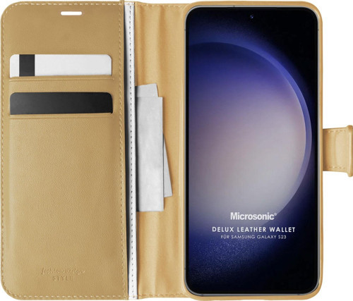 Samsung Galaxy S23 Kılıf Delux Leather Wallet Gold