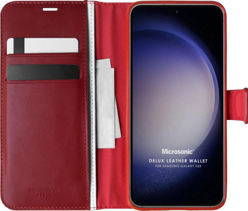 Samsung Galaxy S23 Kılıf Delux Leather Wallet Kırmızı