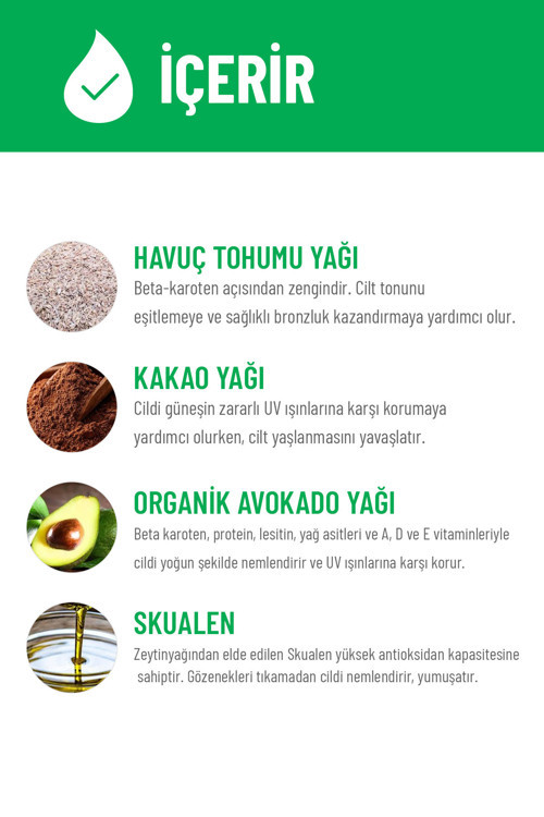 %100 Doğal Bronzlaştırıcı Yağ Organik Avokado Yağı Nemlendirici Yoğun Bronzlaştırıcı 50 ml