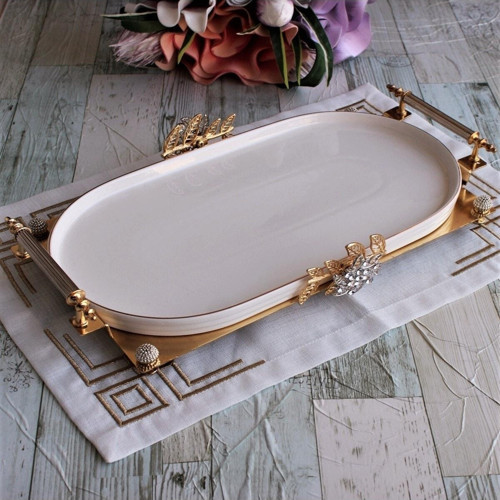 Broş Oval Porselen Sunum Tabağı-36 Cm