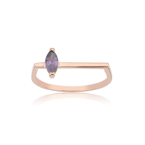 0.20 Ct Gümüş Yüzük Ufuk Çizgisi Şans Totemi İnce Minimal Tasarım Ametist Taşlı Gümüş Yüzük