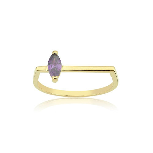 0.20 Ct Gümüş Yüzük Ufuk Çizgisi Şans Totemi İnce Minimal Tasarım Ametist Taşlı Gümüş Yüzük
