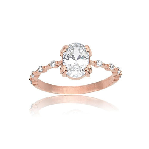 14 Ayar Oval Altın Yüzük Fantazi Evlilik Teklifi Yüzüğü , Doğum Günü, Anneler Günü