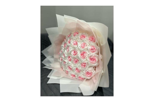 BEYAZ PEMBE GÜL BUKETİ